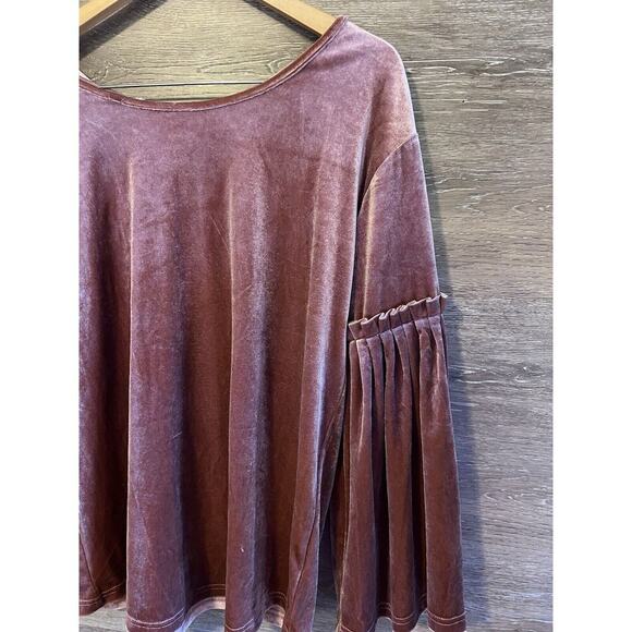 See And Be Seen Pink Shirt Velour Shimmer Flare Sleeves Tie On Back Holidays Sm - Picture 6 of 11